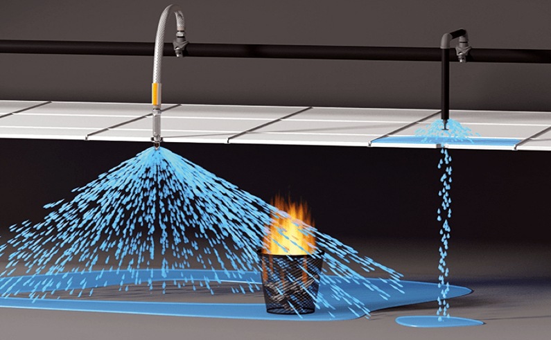 Sample of disruptive spray due to position of sprinkler heads