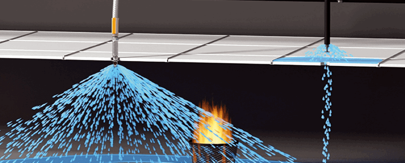 Sample of disruptive spray due to position of sprinkler heads